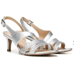 Naturalizer Taimi Silver Strappy Heels Sz 5.5 Women’s NEW in Box Sparkly Dressy