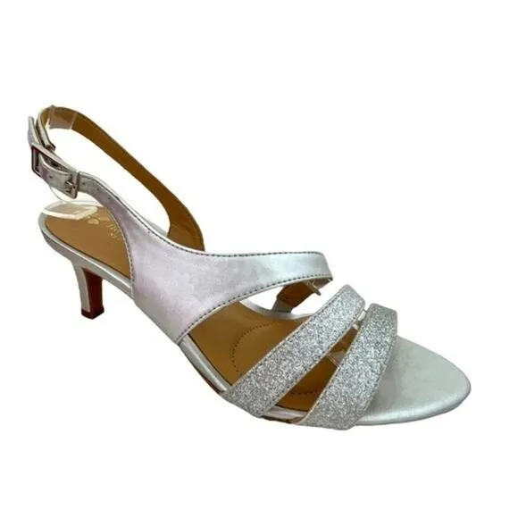 Naturalizer Taimi Silver Strappy Heels Sz 5.5 Women’s NEW in Box Sparkly Dressy