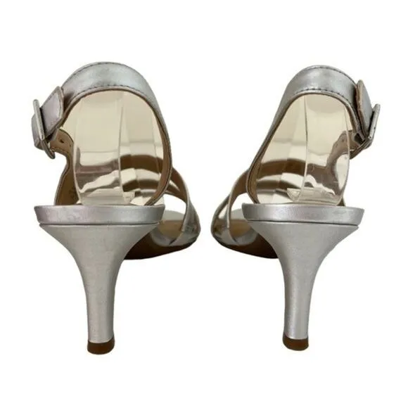Naturalizer Taimi Silver Strappy Heels Sz 5.5 Women’s NEW in Box Sparkly Dressy