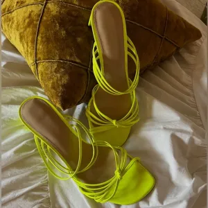 Neon Green Square Toe Strappy Other Stories Heel
