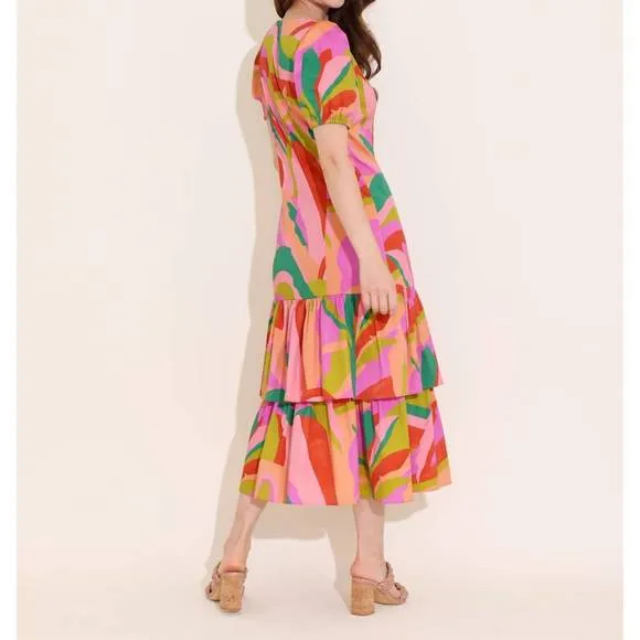 NEW ALDEN ADAIR riley midi dress in multicolor