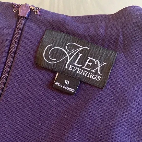 NEW Alex Evenings Purple Satin Gown with Pockets Size 10
