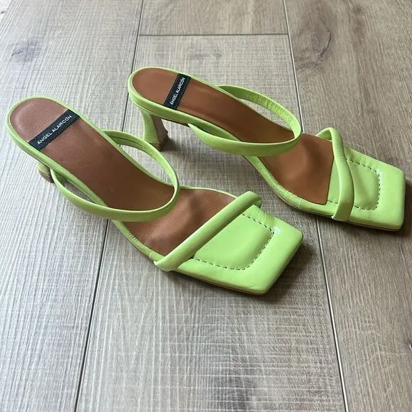 NEW Angel Alarcon Square-Toe Mules Lime Green US 11