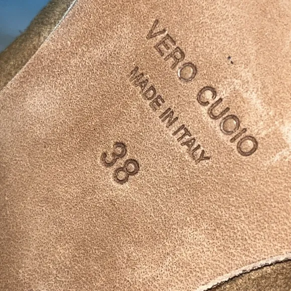 New Avellini Tan Suede Leather Mules Size:38 7.5-8 US Made in Italy