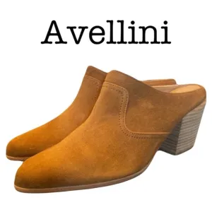 New Avellini Tan Suede Leather Mules Size:38 7.5-8 US Made in Italy