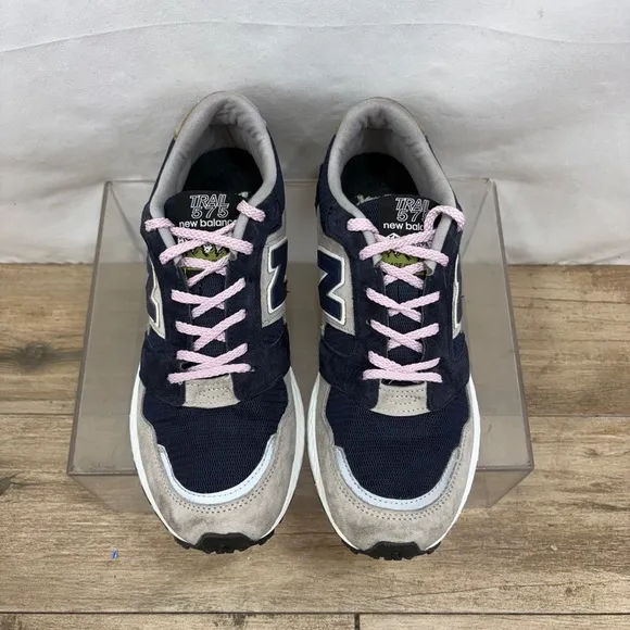 New Balance US7.5 Made In England Trail Gray Blue Mega Grip ( MMITL575NL )