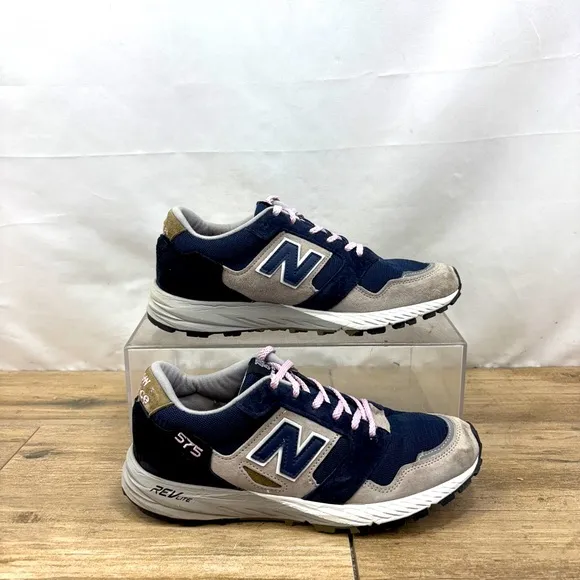 New Balance US7.5 Made In England Trail Gray Blue Mega Grip ( MMITL575NL )