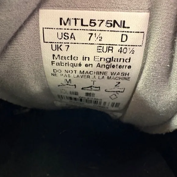 New Balance US7.5 Made In England Trail Gray Blue Mega Grip ( MMITL575NL )