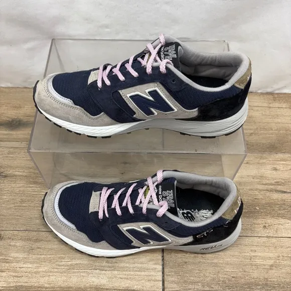 New Balance US7.5 Made In England Trail Gray Blue Mega Grip ( MMITL575NL )