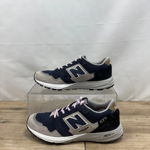 New Balance US7.5 Made In England Trail Gray Blue Mega Grip ( MMITL575NL )
