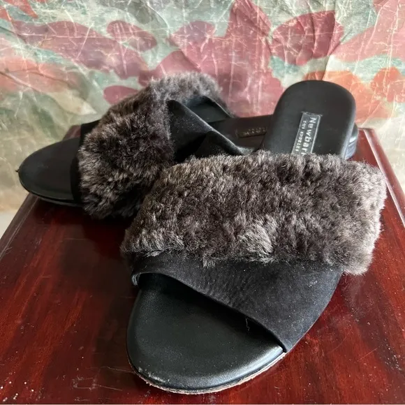 New Bark Yasmin Flat Shearling Slides size 11
