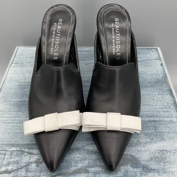 NEW Beautiisoles by Robyn Shreiber Women’s Lisa Pointed Toe Mules Black Size 5