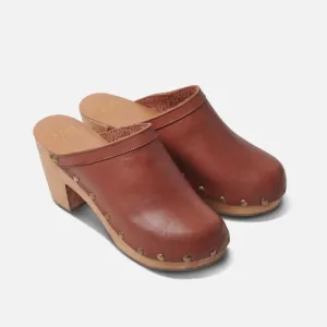 NEW Beek ‘Woodpecker’ Heeled Leather Clog is Cognac, size 9