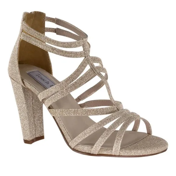 NEW Benjamin Walk Touch Ups RHYAN Strappy Champagne Glitter Heels (BWXX007)