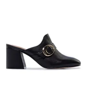 NEW BERNARDO Made In Brazil Leather Natasia Heeled Mules black for women 764tn