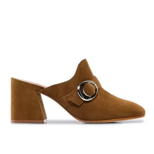 NEW BERNARDO Made In Brazil Suede Natasia Heeled Mules Safari for women 764tn