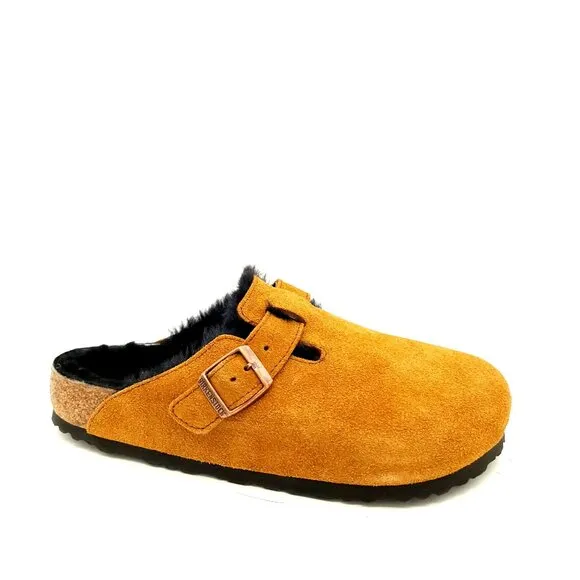 NEW Birkenstock Boston Shearling Mules Womens 39 8/8.5 Wide Suede Cozy Comfort