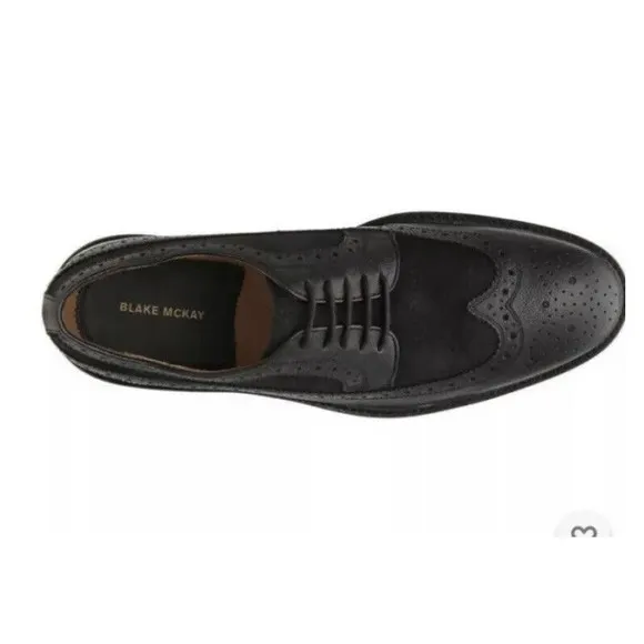 New Blake Mckay pierce wingtip oxford dress shoes black sz 8 11.5 Leather