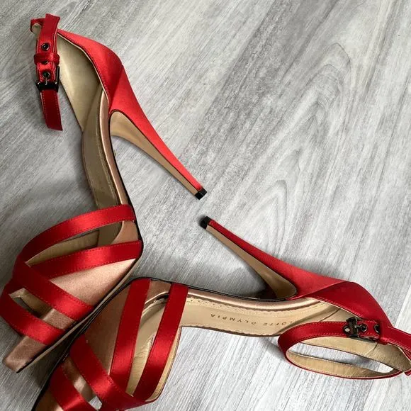 NEW Charlotte Olympia Red Satin Strappy Heels