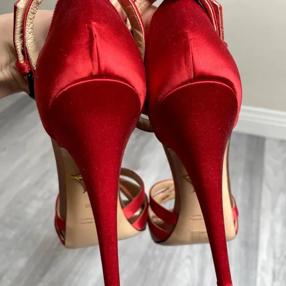 NEW Charlotte Olympia Red Satin Strappy Heels