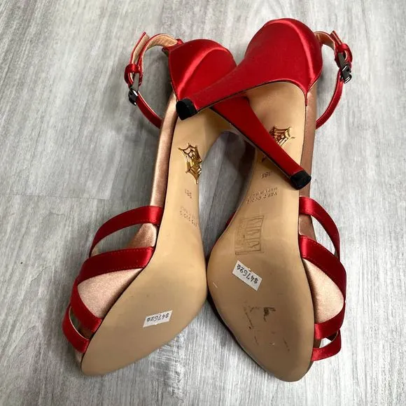 NEW Charlotte Olympia Red Satin Strappy Heels