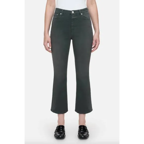NEW CLOSED hi-sun cropped flare jean in pini green