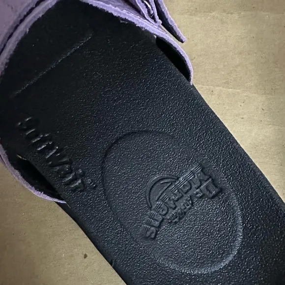NEW - Dr. Martens Blaire Flower Slides Purple Leather Sandals Size 8