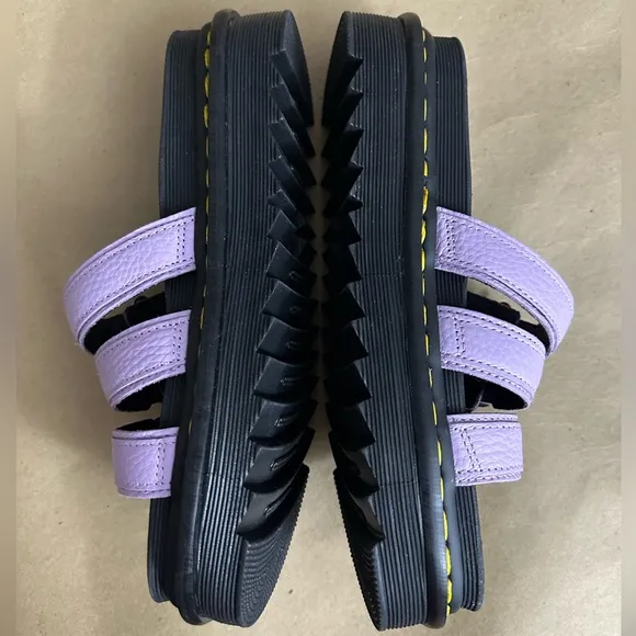 NEW - Dr. Martens Blaire Flower Slides Purple Leather Sandals Size 8