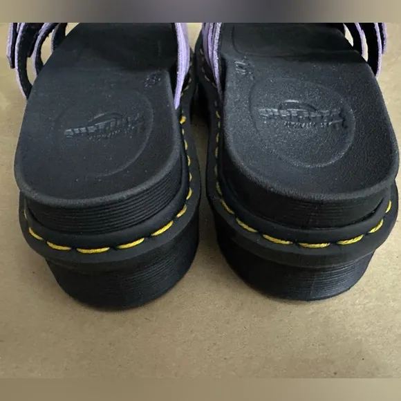 NEW - Dr. Martens Blaire Flower Slides Purple Leather Sandals Size 8