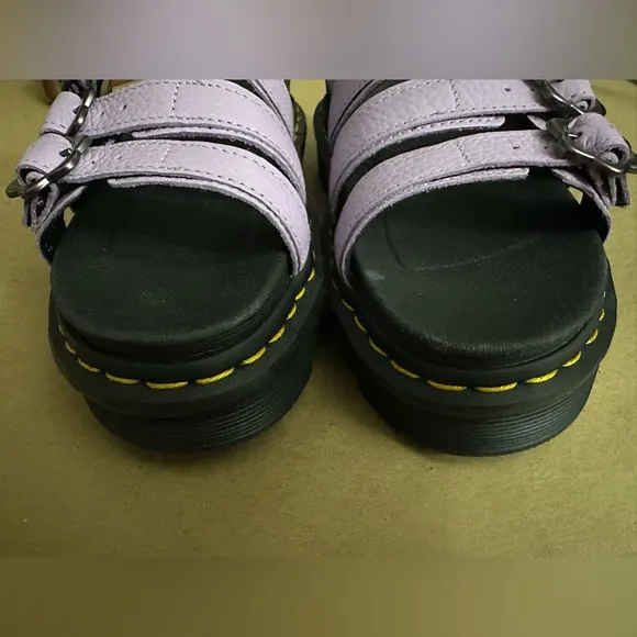 NEW - Dr. Martens Blaire Flower Slides Purple Leather Sandals Size 8