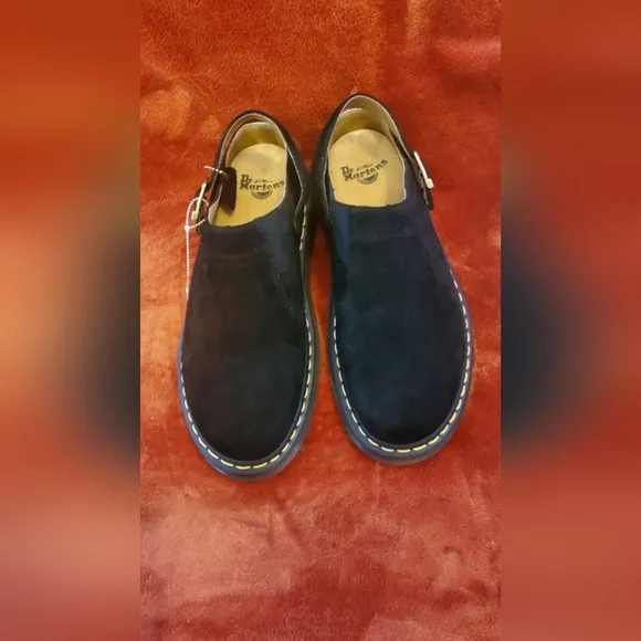 NEW DR MARTENS MENS BLACK SUEDE LEATHER MULES
