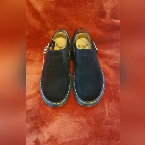 NEW DR MARTENS MENS BLACK SUEDE LEATHER MULES