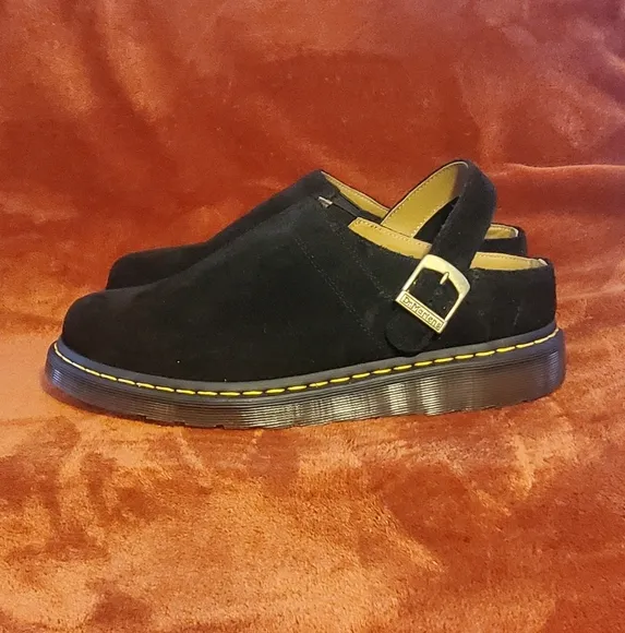 NEW DR MARTENS MENS BLACK SUEDE LEATHER MULES