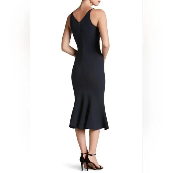 NEW DRESS the POPULATION Black Isabelle Crepe Stretch Mermaid Bodycon Midi