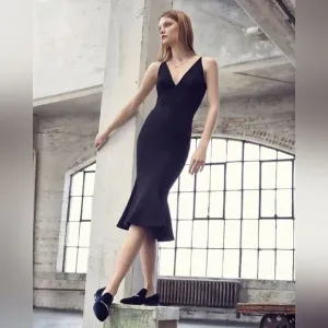NEW DRESS the POPULATION Black Isabelle Crepe Stretch Mermaid Bodycon Midi
