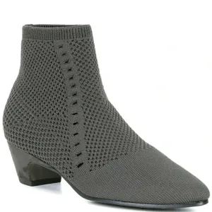 New Eileen Fisher Honey Stretch Knit Ankle Boots Shoes Pull On Heeled Gray
