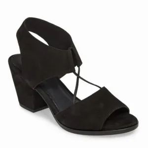 NEW EILEEN FISHER Sandal 7.5 Nubuck Leather Ankle Strap Heel Black