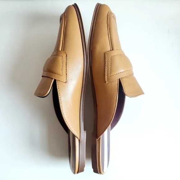 New Franco Sarto Duval Loafer Leather Camel Mules Size 7.5M US