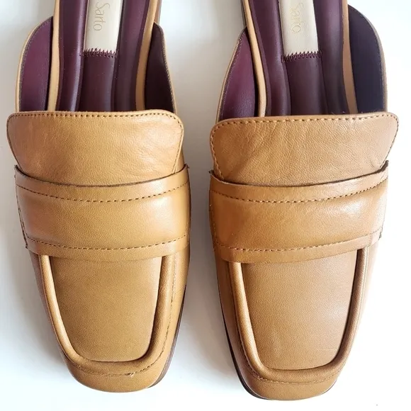 New Franco Sarto Duval Loafer Leather Camel Mules Size 7.5M US