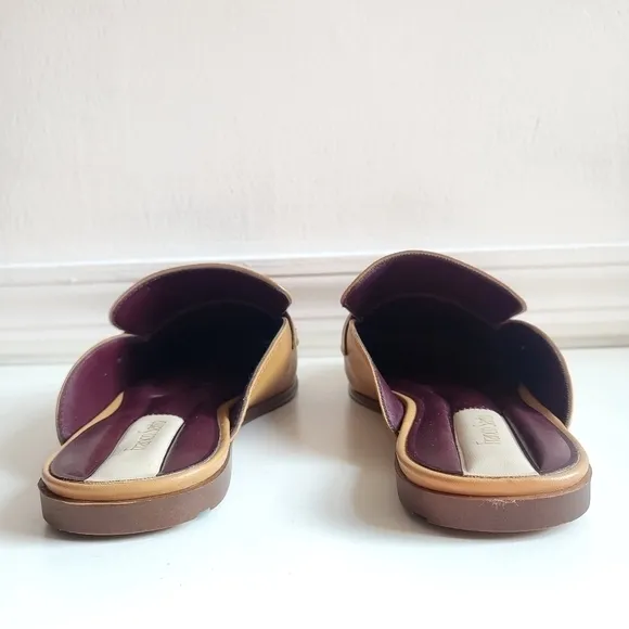 New Franco Sarto Duval Loafer Leather Camel Mules Size 7.5M US