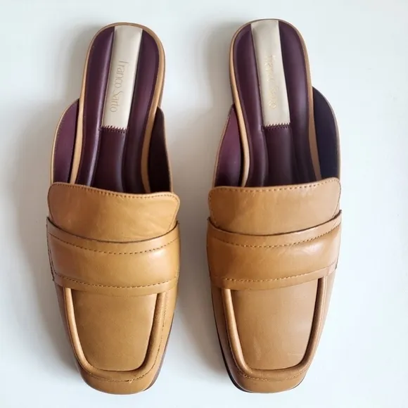 New Franco Sarto Duval Loafer Leather Camel Mules Size 7.5M US