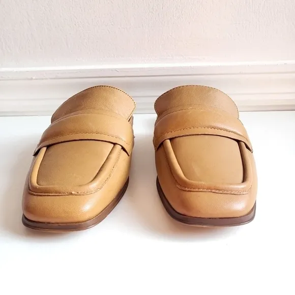 New Franco Sarto Duval Loafer Leather Camel Mules Size 7.5M US
