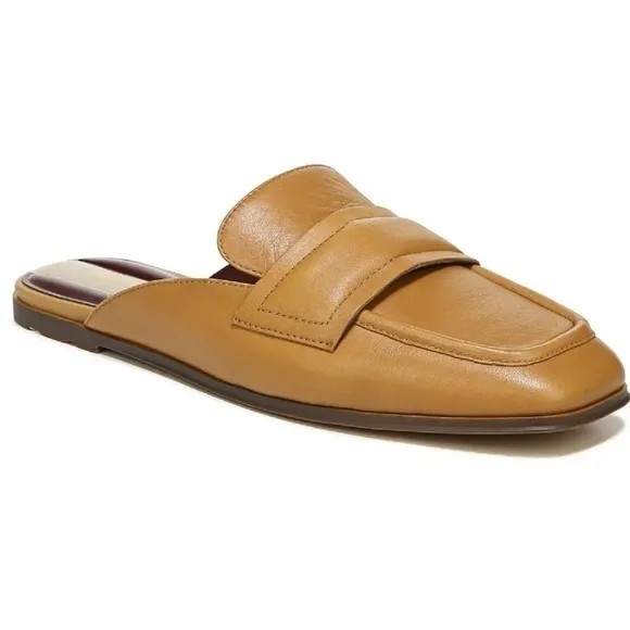 New Franco Sarto Duval Loafer Leather Camel Mules Size 7.5M US