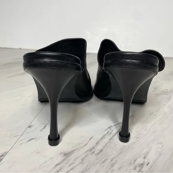 New! Free People Leila Black Leather Mule 37 1/2