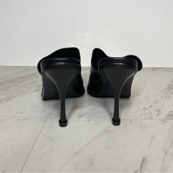 New! Free People Leila Black Leather Mule 37 1/2