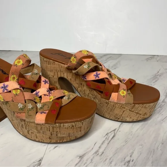 New! Free People Lisbon Cork Platform Mule 41