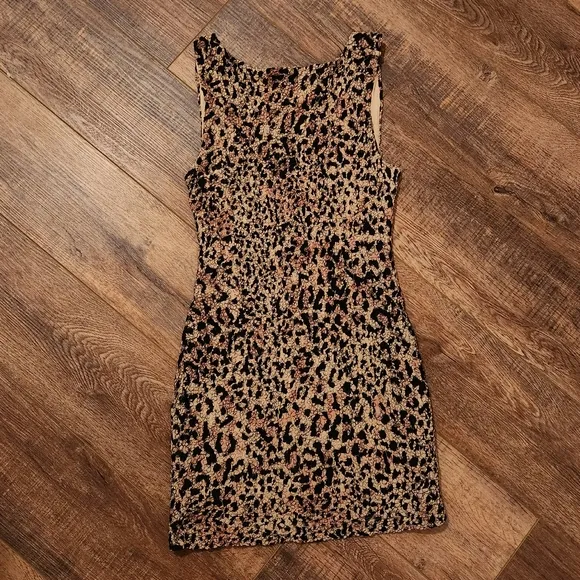 NEW Free People Marigold Mini Dress in Leopard Print Size Medium