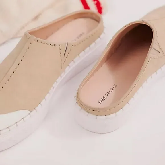 NEW Free People Womens Juno Slip-On Sport Sneaker in Cafe Suede  Comfort Boho