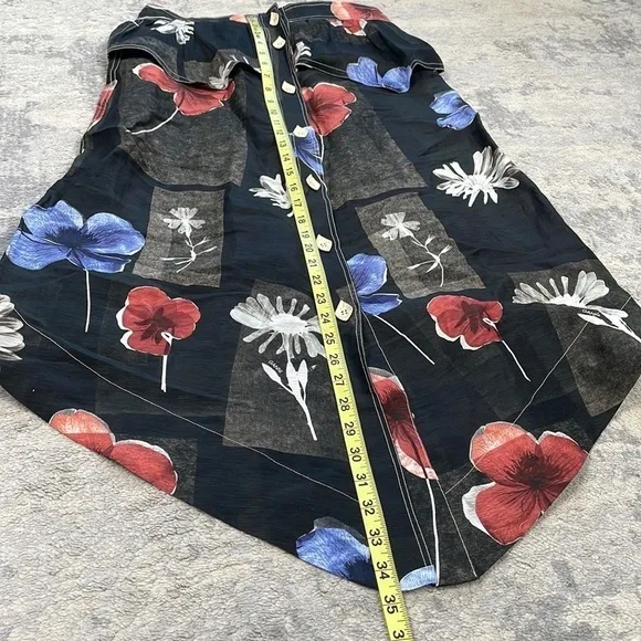 New Ganni Floral Linen Silk Midi Skirt Handkerchief Hem Peplum Sz 38