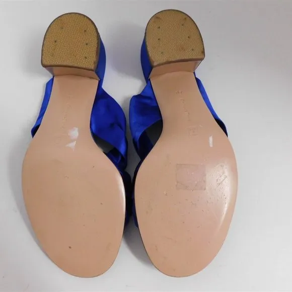 New Gianvito Rossi Royal Blue Satin Strappy Slide Heels Italy 40